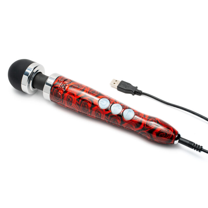 DOXY Die Cast 3R – Roses Edition compact rose-print rechargeable wand vibrator