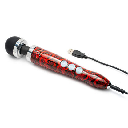 DOXY Die Cast 3R – Roses Edition compact rose-print rechargeable wand vibrator