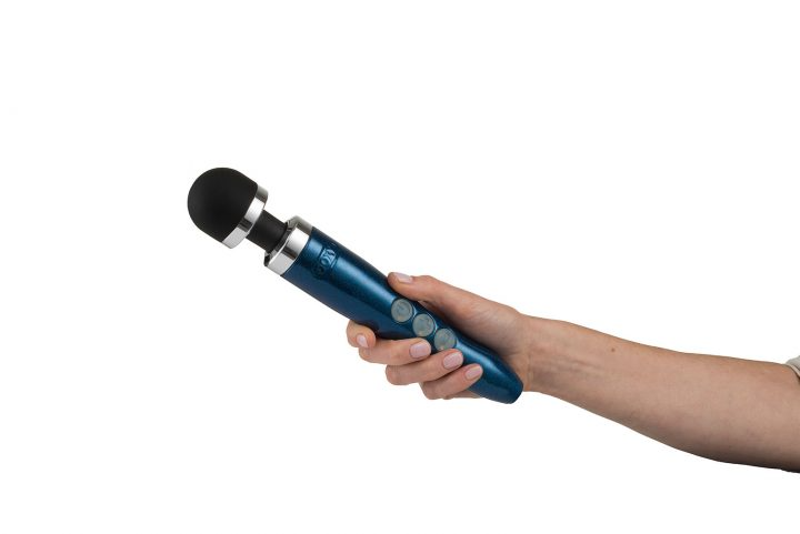DOXY Die Cast 3R rechargeable compact wand vibrator with silicone head and travel lock