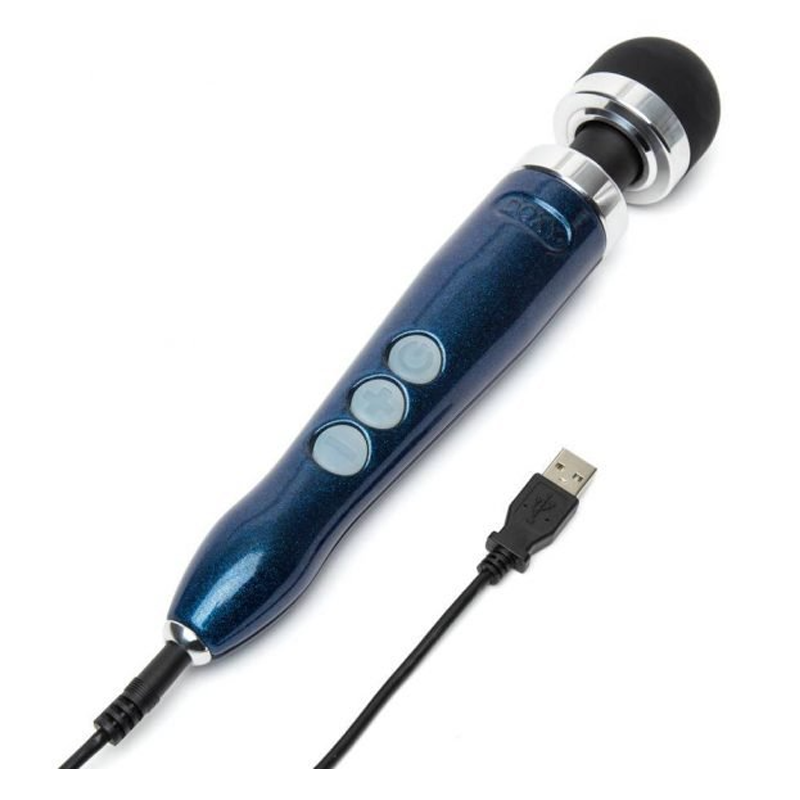 DOXY Die Cast 3R rechargeable compact wand vibrator with silicone head and travel lock