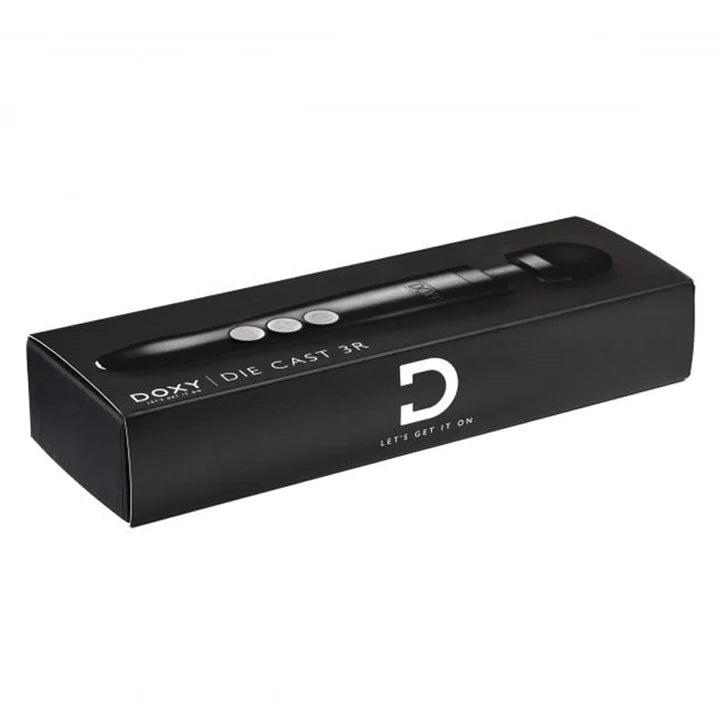 DOXY Die Cast 3R rechargeable compact wand vibrator with silicone head and travel lock