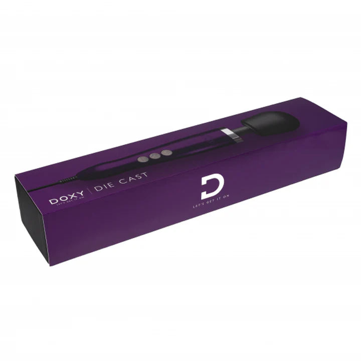 Doxy Die Cast Wand Massager – powerful metal-body wand vibrator in brushed finish