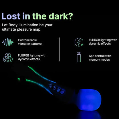 Illumination Wand app-controlled RGB wand vibrator with silicone body