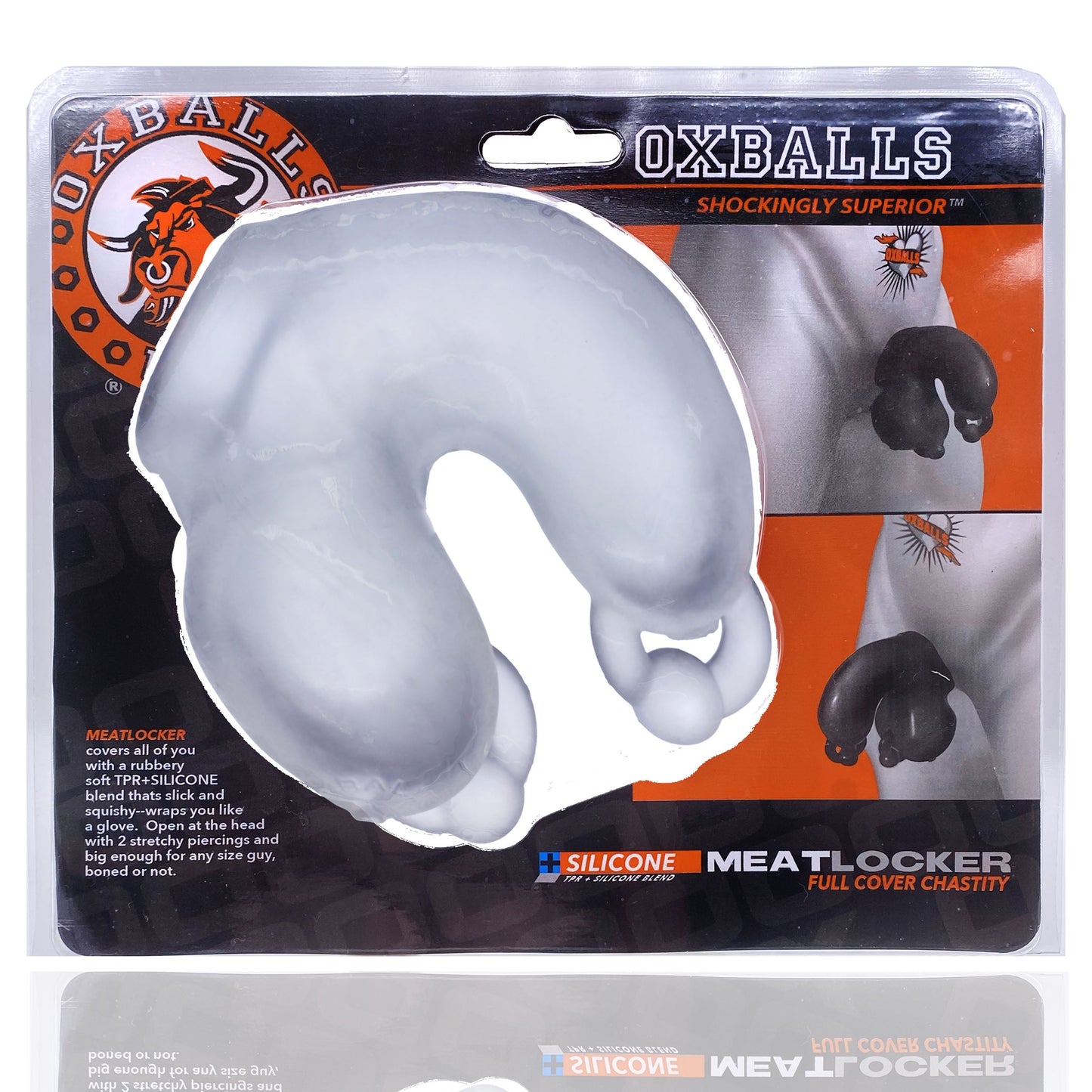 Oxballs Meatlocker Chastity - CLEAR ICE