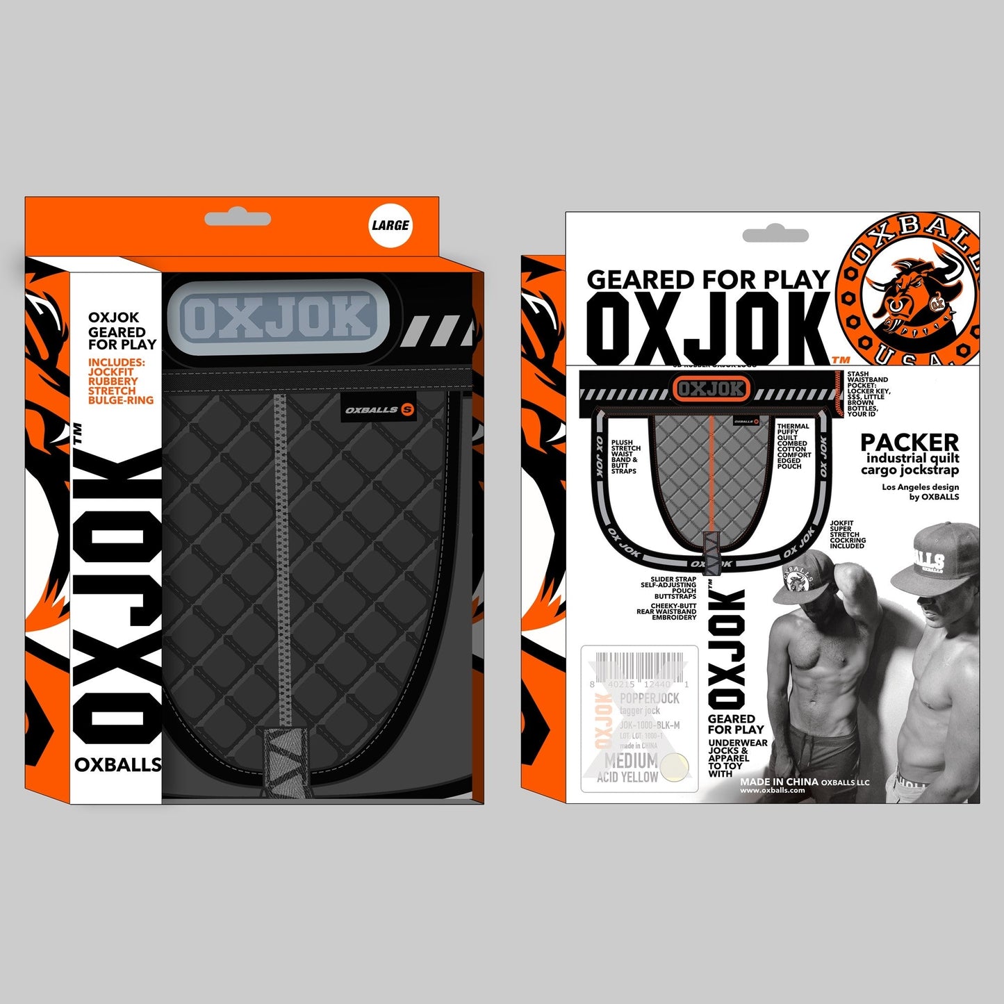 Oxballs PACKER Industrial Quilted Cargo Strapjock – Black Puff