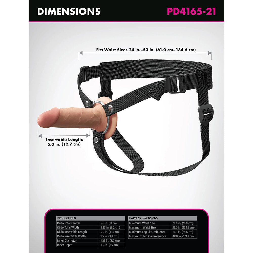Pipedream Fantasy X-Tensions Elite 5-inch Hollow Strap-On with silicone dildo and adjustable harness