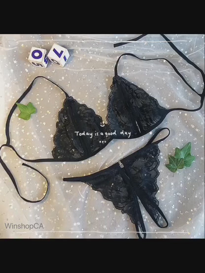 Black Lace Open Lingerie Set