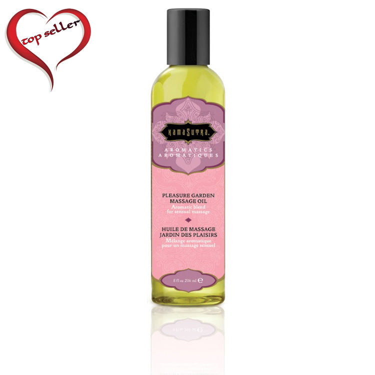 Kama Sutra Aromatic Massage Oil Pleasure Garden 8 fl oz – rose, jasmine, and sandalwood blend for relaxing sensual massage and skin hydration