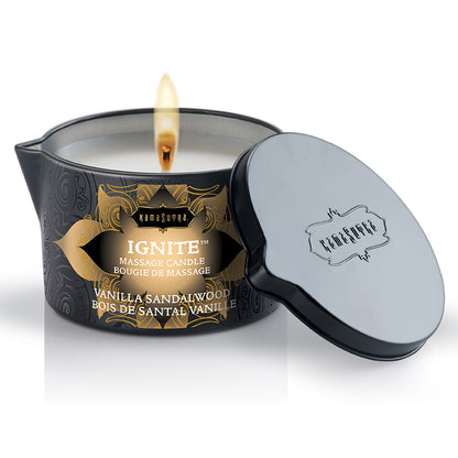 Kama Sutra Ignite Massage Candle – Skin-safe wax-free candle melting into sensual massage oil 