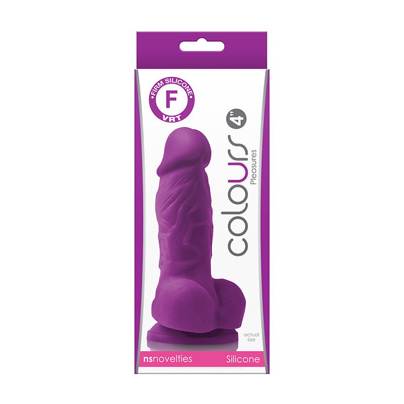 Purple silicone product in packaging with 'colours' branding on a white background