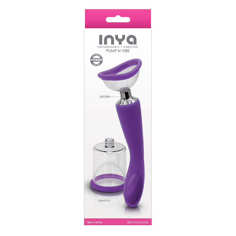 Purple and clear device with packaging labeled 'Inya' on a white background