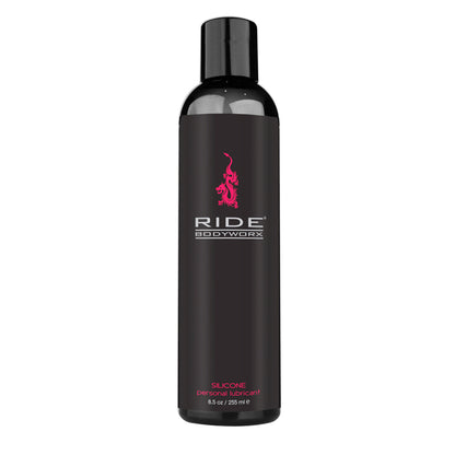 Black bottle of Ride Bodyworx product on a white background