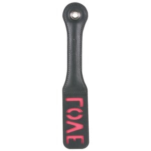 Sportsheets 12″ Leather Paddle Love – tanned leather slapper paddle