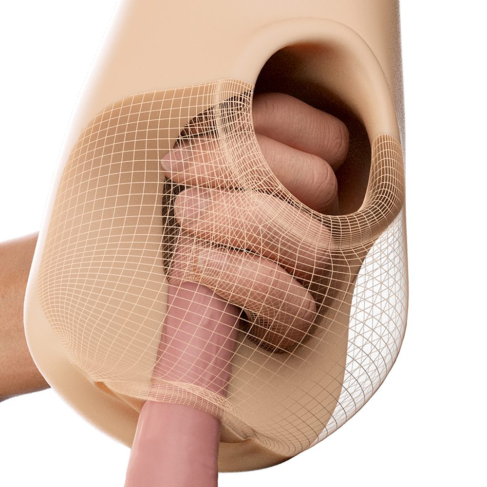 Pipedream Pussy Pounder Squeeze Stroker with SQUEEZE-CORE design and realistic Fanta Flesh texture