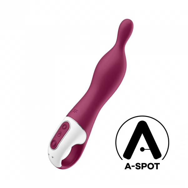 Rechargeable A-spot vibrator with magnetic charging and silicone body