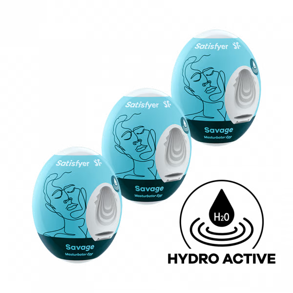 Satisfyer Masturbator Egg 3 Pack – Savage Disposable Penis Sleeves with Hydroactive TPE