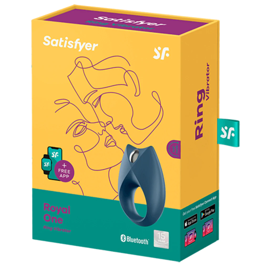 Satisfyer Royal One blue vibrating cock ring with clitoral stimulator and app control – waterproof couples toy