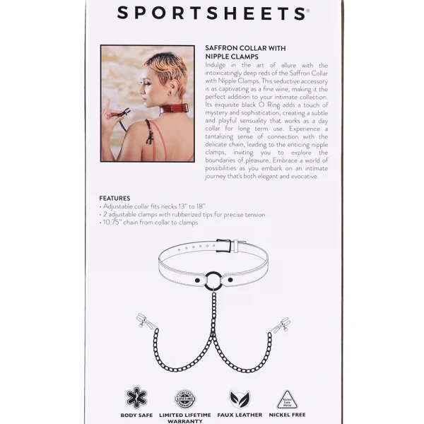 Sportsheets Saffron Collar with Nipple Clamps