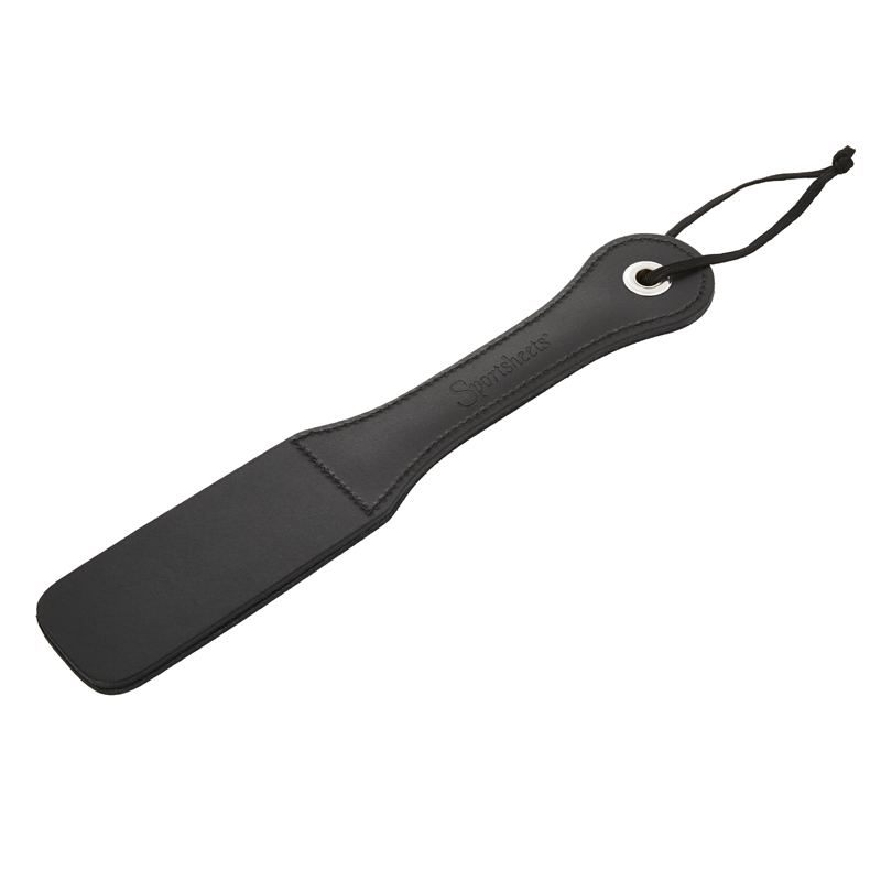 Sportsheets 12” Leather Slut Impression Paddle – Black Leather Design