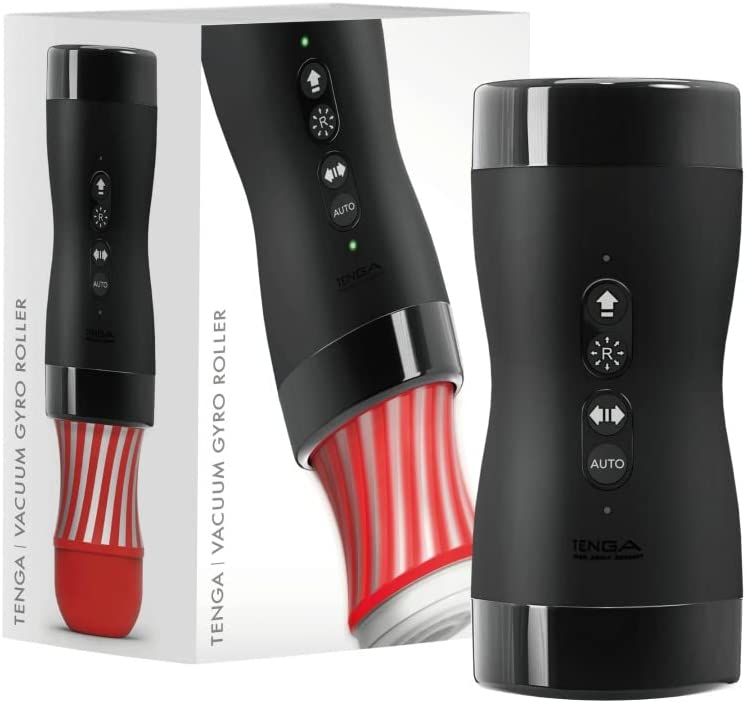 "Close-up of the Tenga Vacuum Gyro Roller – Japanese-designed rotating suction toy for men