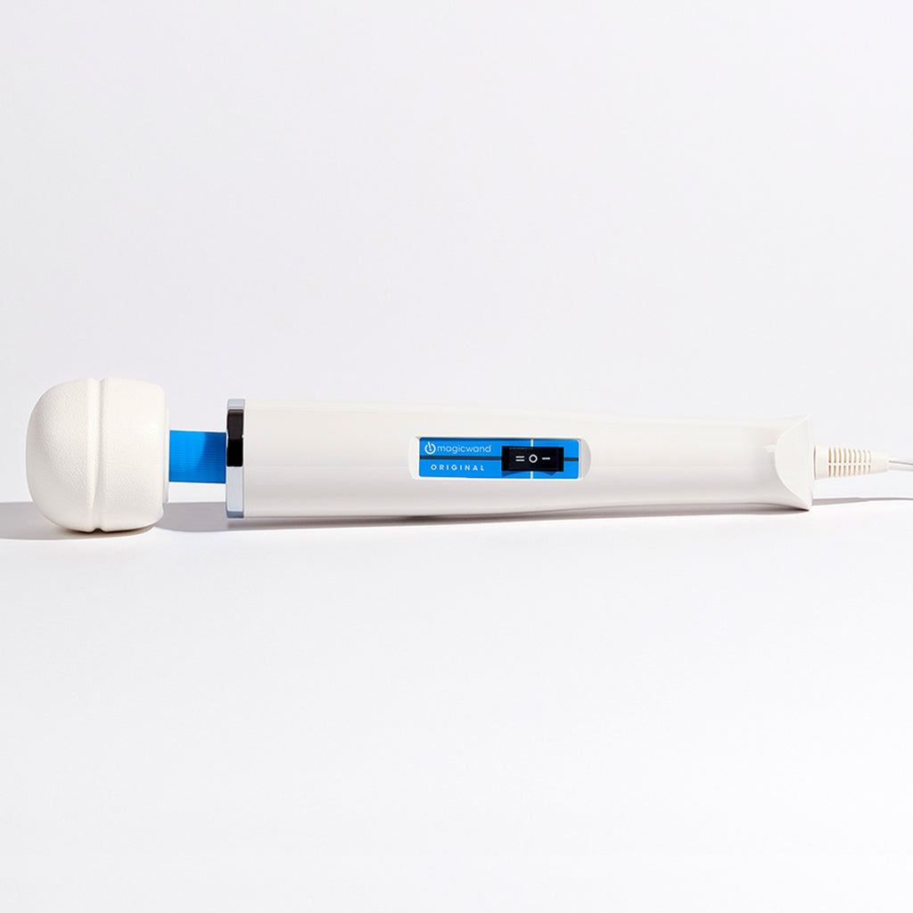 Travel-size Magic Wand vibrator with silicone head and flexible neck