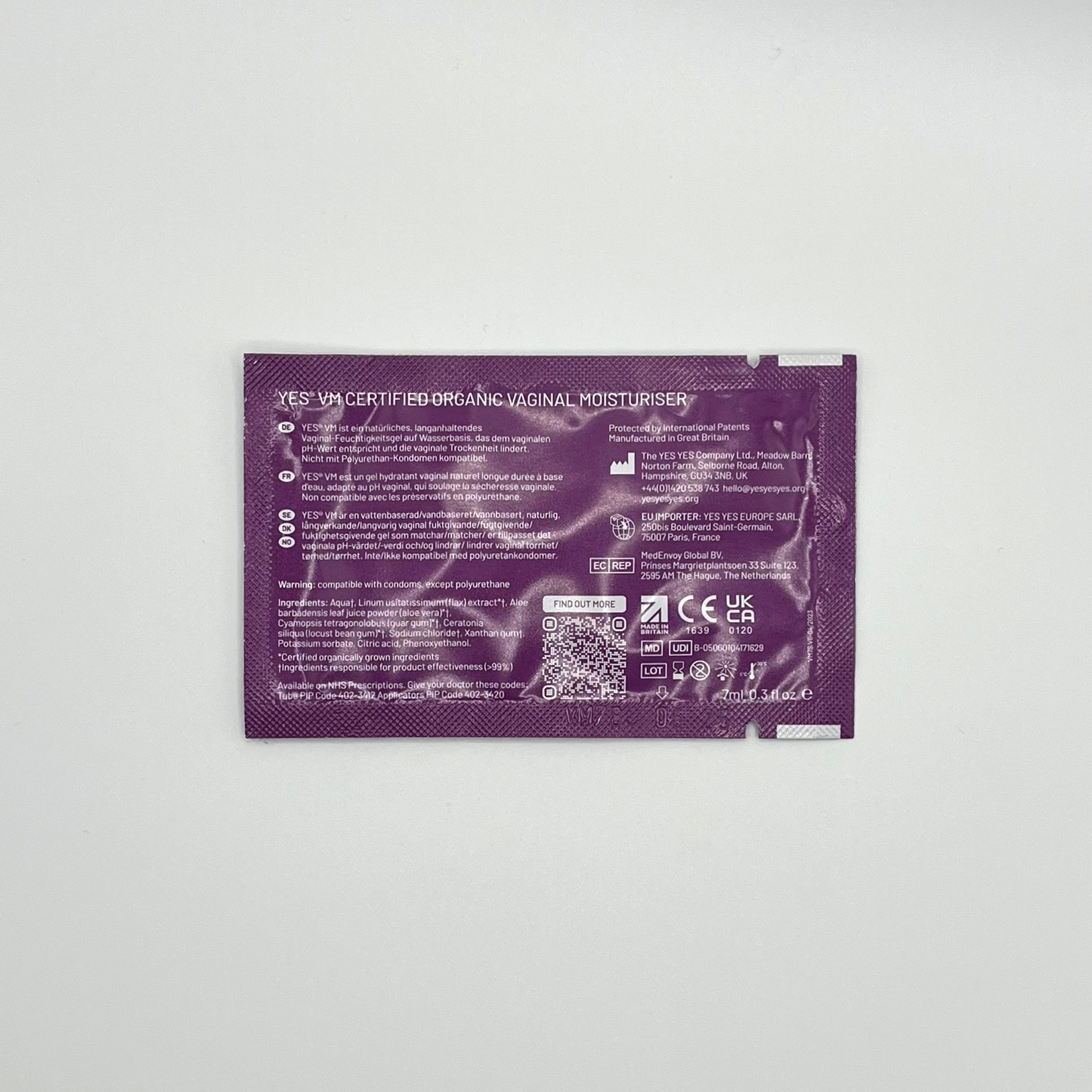 YES VM Vaginal Moisturizer – 7ml Sachet (10-Pack)